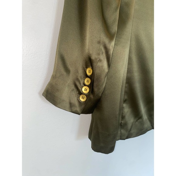 L’AGENCE green satin 3/4 sleeve collard blazer size 2 0063 - Picture 8 of 14